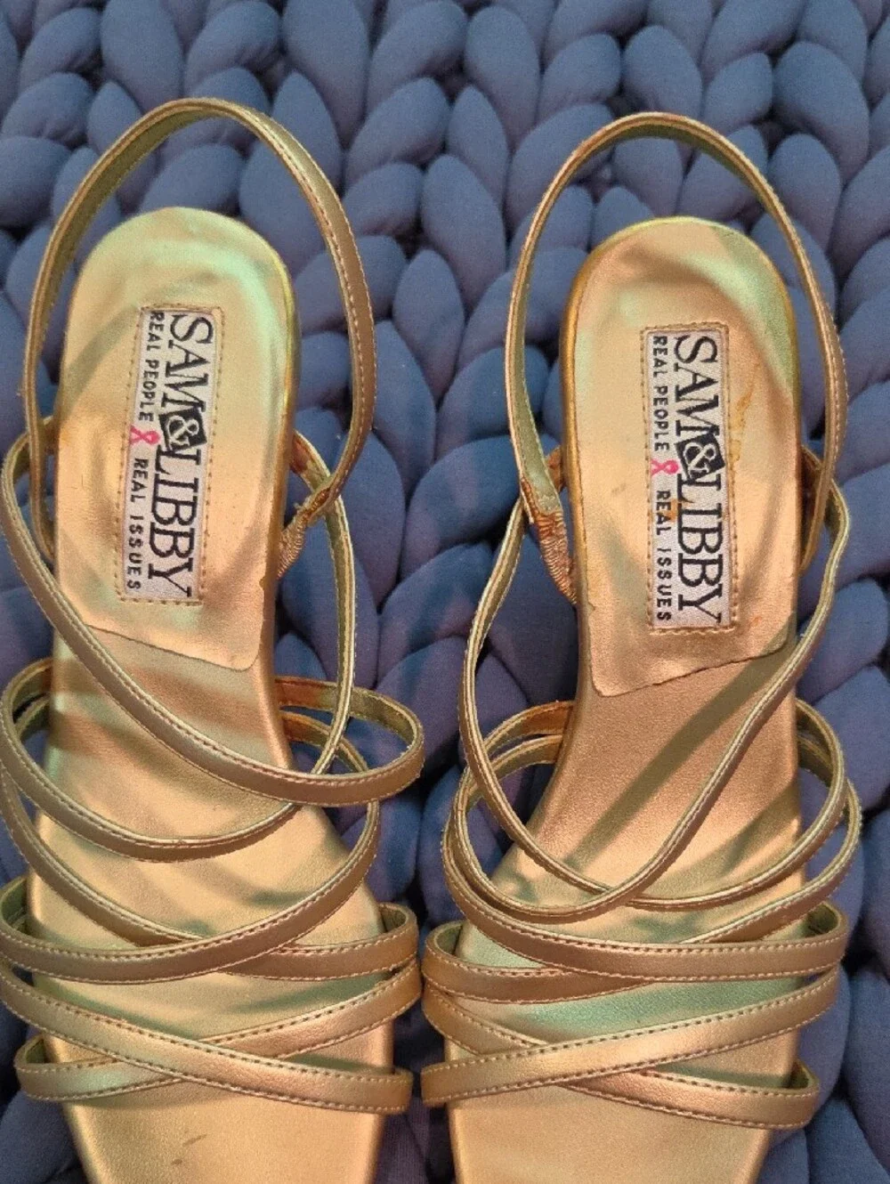Sam & Libby Metallic Gold Strappy Kitten Heal